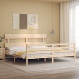 vidaXL Posteljni okvir z vzglavjem 200x200 cm trden les | Shoptok.si