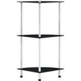 Police s 3 razine crne 30 x 30 x 67 cm od kaljenog stakla | shoptok.hr