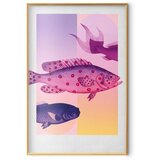  Plakat - Fantastic Fish - artistic illustration of fish on a colorful background 60x90 Zlatni okvir | shoptok.hr