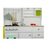 Lean_Toys Lesena Otroška Kuhinja Zeleno Beli Paula Odpiralni Elementi | Shoptok.si