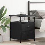 vidaXL Nočna omarica Črna Oakel 44x45x60 cm Izdelana iz lesa in jekla, (22008212) | Shoptok.si