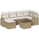 vidaXL 7-dijelni set vrtne sofe s jastučićima smeđa poli ratan, 2-sjedna vrtna sofa s pohranom i jastučima bež poli ratan Cijene