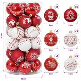  Set božićnih kuglica 30 kom. Crvena i bijela Ø 6 cm Plastika - Crvena i bijela (blagdanski natpis) | shoptok.hr