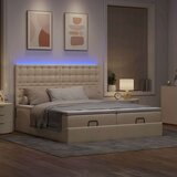  Otomanski okvir kreveta s madracima krem 180x200cm od tkanine | shoptok.hr