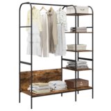 vidaXL Oprtalnik za oblačila s policami Prekajen hrast 120x44x160 cm Inženirski les | Shoptok.si