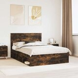  Konstrukcija postelje z vzmetnico Dimljeni oreh 150 x 200 cm, (5000104406) | Shoptok.si