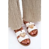 EVENTO Women's flat sandals with golden decoration white Karinma | Shoptok.si