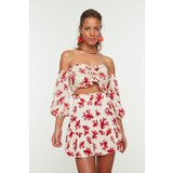 Trendyol White Coral Patterned Viscose Bottom-Top Set | Shoptok.si
