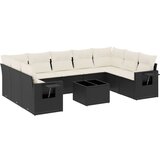  The Living Store Vrtna sedežna garnitura 10-delna z blazinami črn poli ratan - Vrtna Sedežna Garniture, (21463749) | Shoptok.si