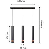  LED luster na sajli TUBA 3xGU10/4,8W/230V crna/bakrena | Eponuda.com