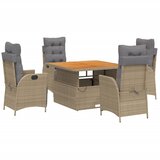 5-dijelni vrtni blagovaonski set od poliratana s jastucima bež Dužina stola 110 cm | Shoptok.si