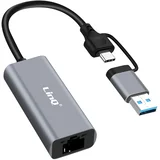 Ethernet RJ45 1Gbps na USB C in USB Plug And Play adapter, Črna, (5000220152)