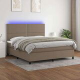  Krevet box spring s madracem LED smeđesivi 180x200 cm tkanina Cijene