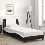 Maison Chic Posteljni okvir - Enojna postelja - Postelja za odrasle z vzglavjem črn in bel 100x200 cm umetno usnje-J9493, (21767053) | Shoptok.si