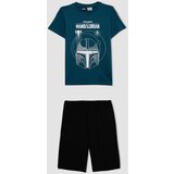 Defacto Boy's Star Wars-The Mandalorian Short Sleeve Pajama Set with Shorts Cene