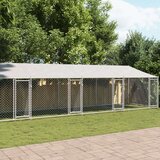 vidaXL kavez za pse s krovom i vratima sivi 10x2x2 m pocinčani čelik | shoptok.hr