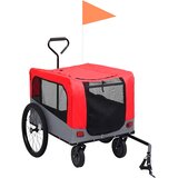  2-u-1 prikolica za bicikl i kolica za ljubimce crveno-siva | shoptok.hr