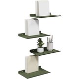  Ležeča polica 4 pcs Oljčno zelena 30 x 18 x 2,5 cm Jeklo, (5000200892) | Shoptok.si