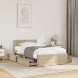Maison Chic Posteljni okvir - Enojna postelja - Postelja za odrasle z vzglavjem sonoma hrast 100x200 cm inž. les, (21695487) | Shoptok.si