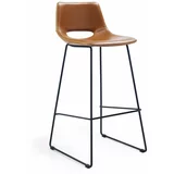 Kave Home Barski stoli v kompletu 2 ks iz umetnega usnja v konjak rjavi barvi (višina sedeža 76 cm) Zahara –