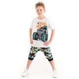 Mushi Monster Car Boys Kids Combed Cotton Combed T-shirt with Camouflage Capri Shorts Set. | Shoptok.si