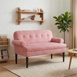 vidaXL Ljubavni kauč s gumbima Ružičasta 120 x 66 x 78 cm Baršun | shoptok.hr