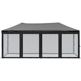  Sklopivi šator za zabave s bočnim zidovima 3 x 6 m crni | shoptok.hr