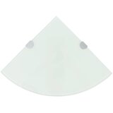 vidaXL Kotna Polica s Kromirano Podporo Steklo Bela 25x25 cm Cene