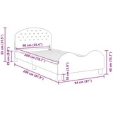  Otroški posteljni okvir z vznožjem Roza 90 x 200 cm Žamet, (5000104588) | Shoptok.si
