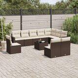 vidaXL 11-dijelni set vrtnih sofa od poliratana s jastucima smeđi | shoptok.hr