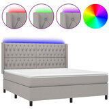Maison Chic Box spring postelja - Vzmetna postelja z vzmetnico LED sv. siva 160x200 cm blago SL16034, (21901898) | Shoptok.si