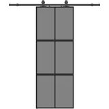  Klizna vrata s priborom crna 76 x 205 cm kaljeno staklo | shoptok.hr