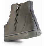 Ombre Men's high-top sneakers with matte texture and embossed logo - dark olive | Shoptok.si