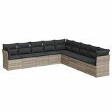 Maison Chic Seti vrtnega pohištva - Vrtna garnitura - Vrtni pohištvo set 9-delna z blazinami sv. siv poli ratan, (21798643) | Shoptok.si