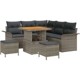  8-dijelni vrtni sofa set s jastučićima Sivi Poli Ratan Acacia 2-sjedna vrtna sofa s pohranom i jastučićima Sivi Poli Ratan Vrt | shoptok.hr