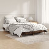 Maison Chic Posteljni okvir - Dvoposteljna postelja - Zakonska postelja dimljeni hrast 135x190 cm inženirski les-J14279, (21766827) | Shoptok.si