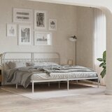  Metalni okvir za krevet s uzglavljem bijeli 193x203 cm | shoptok.hr