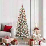 vidaXL Umjetno božićno drvce s nogom Zelena i bijela 180 cm PVC | shoptok.hr