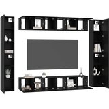  Set TV komoda Zidne 10 pcs Crni hrast Konstruirano drvo | Eponuda.com