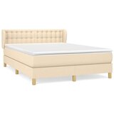 vidaXL Box spring postelja z vzmetnico krem 140x190 cm blago | Shoptok.si