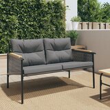 vidaXL Vrtna klop z blazinami 116 cm črno jeklo Cene