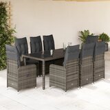 vidaXL Vrtna bistro garnitura 9-delna z blazinami siv poli ratan | Shoptok.si