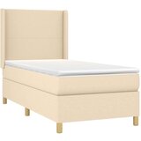  Box spring postelja z vzmetnico LED krem 80x200 cm blago, (20898560) | Shoptok.si