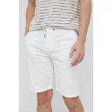 Guess Kratke hlače iz mešanice lana bela barva