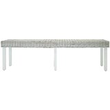  Klupa bijela 160x35x45 cm prirodni kubu ratan i masivno drvo mahagonij - Bijela | shoptok.hr