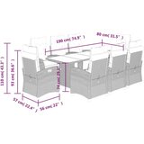  Vrtna jedilna garnitura 9-delna z blazinami rjav poli ratan, (21113777) | Shoptok.si