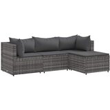 Maison Chic Seti vrtnega pohištva - Vrtna garnitura - Vrtni pohištvo set 4-delna z blazinami siv poli ratan, (21815537) | Shoptok.si