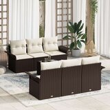  7-delni vrtnski sofa set z blazinami Rjava Poli ratan, (22092202) Cene