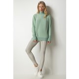 Women's Turquoise Turtleneck Soft Textured Knitwear Sweater Cene
