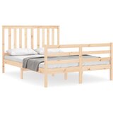 The Living Store Posteljni okvir z vzglavjem 120x200 cm trden les - Posteljni Okvir, (21525308) | Shoptok.si